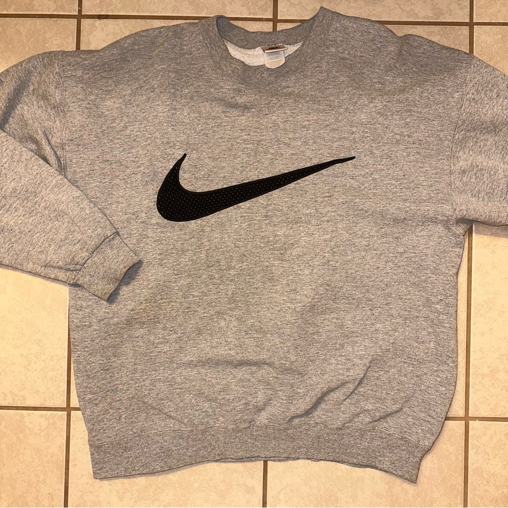 Nike Grey Sweatshirt with Black Nike Swoosh, Size Large